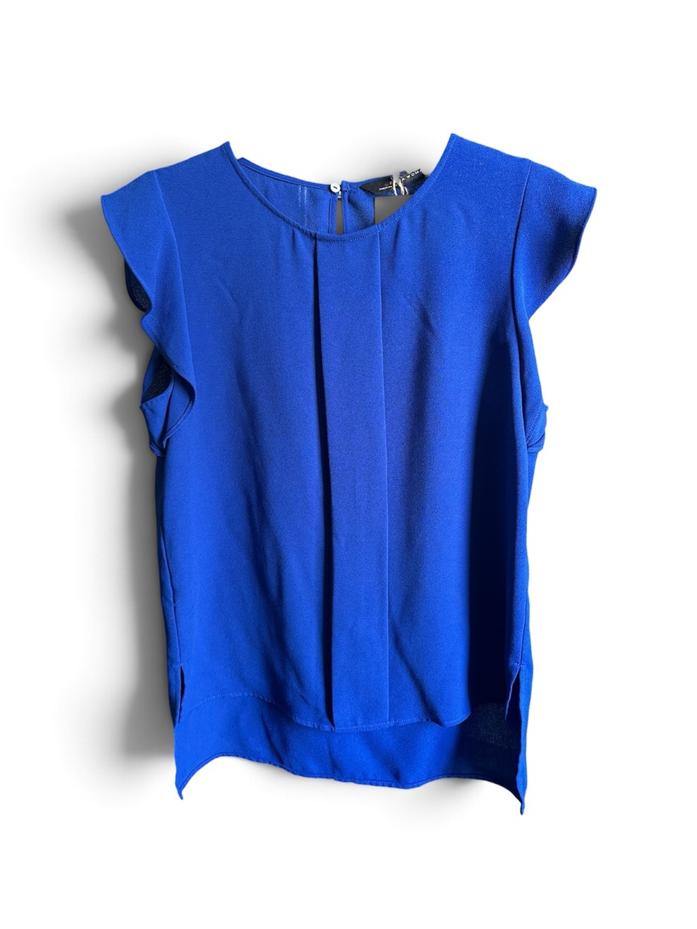 Zara Cobalt Blue Cap Sleeve Pleated Blouse